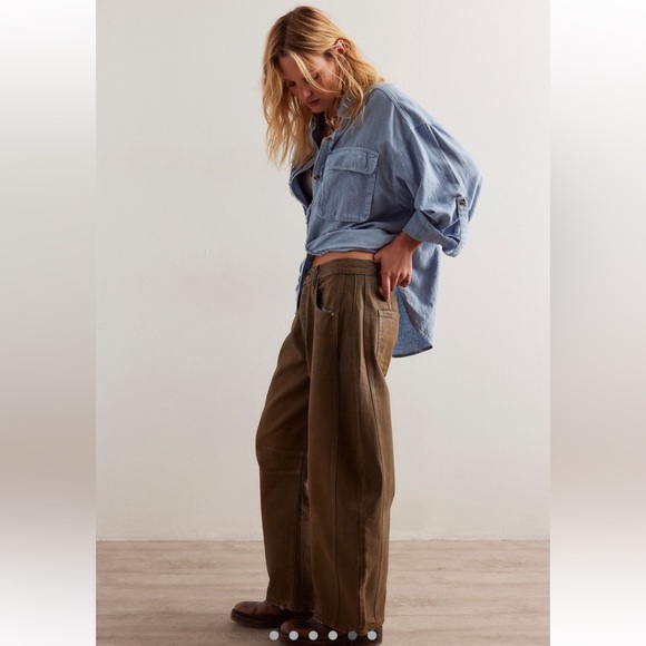 NWT We The Free Good Luck Coated Jeans New Moon Oversized 32 Women - Picture 6 of 11